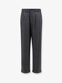 Giorgio Armani Men's Over Virgin Wool and Cashmere Trousers Black