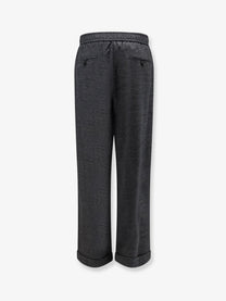 Giorgio Armani Men's Over Virgin Wool and Cashmere Trousers Black