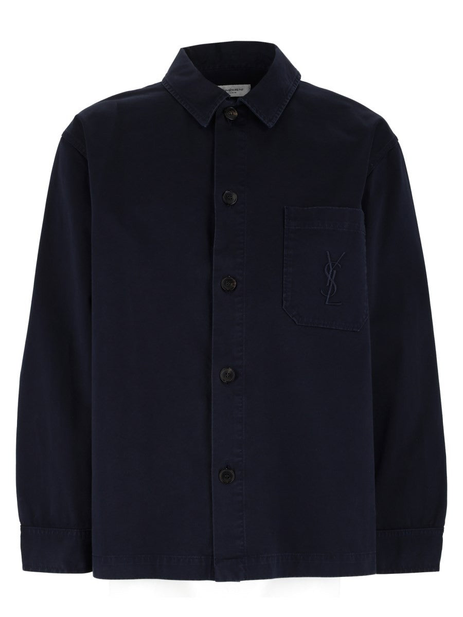 Saint Laurent Men's Overshirt Cassandre Blue