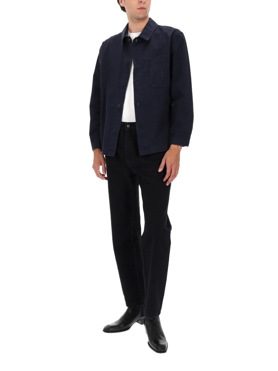 Saint Laurent Men's Overshirt Cassandre Blue