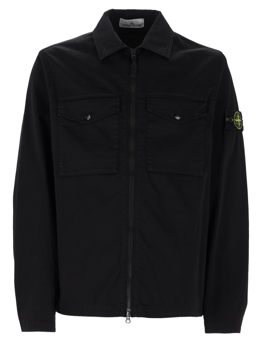 Stone Island Men's Overshirt Con Zip Tasche Sul Petto Black