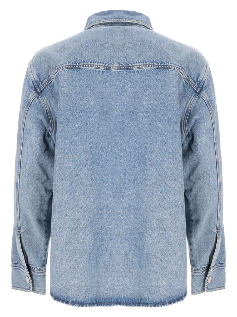 Ami Paris Unisex Overshirt in Denim Blue, view 2