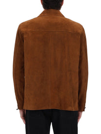 Saint Laurent Men's Overshirt in Suede Brown