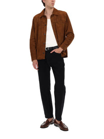 Saint Laurent Men's Overshirt in Suede Brown