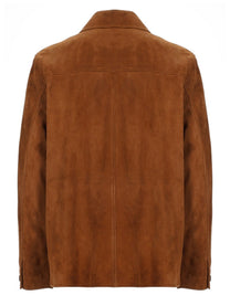 Saint Laurent Men's Overshirt in Suede Brown