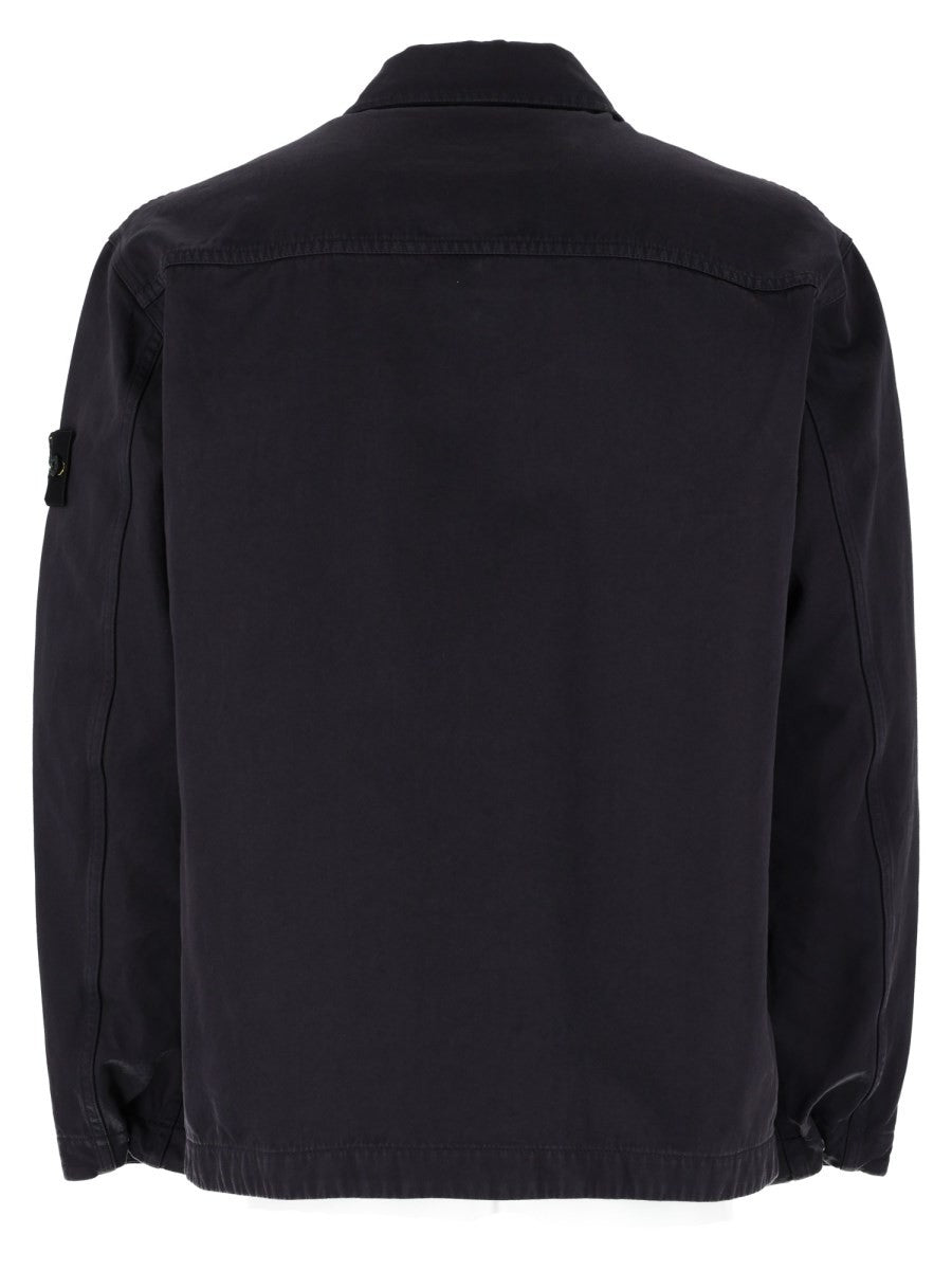 Stone Island Men's Overshirt in Twill DI Cotone Blue