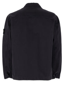 Stone Island Men's Overshirt in Twill DI Cotone Blue