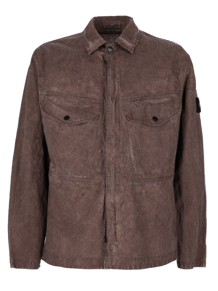 Stone Island Men's Overshirt in Velluto Coste Brown