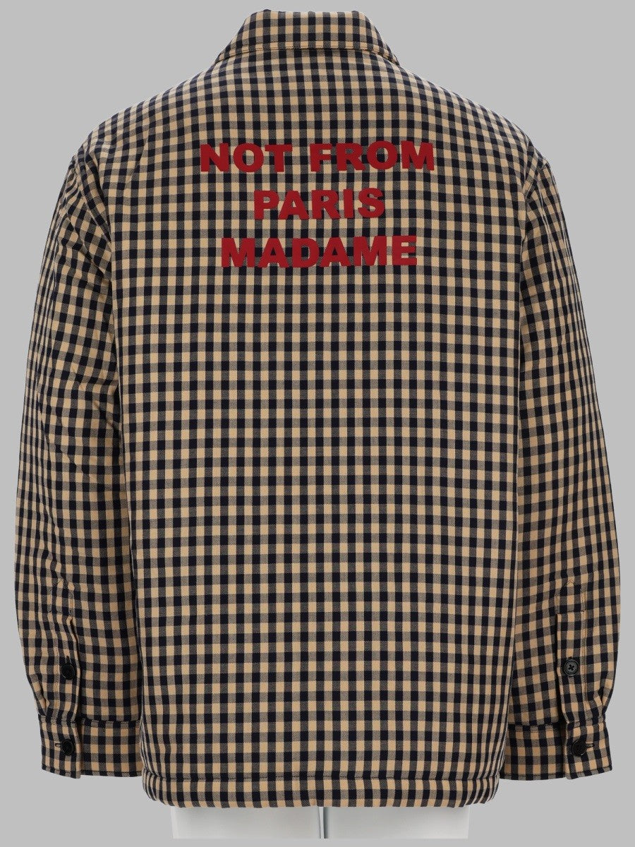 Drôle de Monsieur Men's Overshirt Slogan in Cotone Check Beige