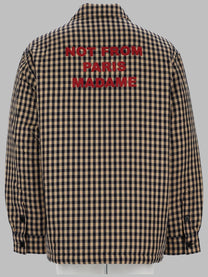 Drôle de Monsieur Men's Overshirt Slogan in Cotone Check Beige
