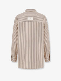 Alysi Women's Oversize Striped Lyocell and Silk Shirt Gold