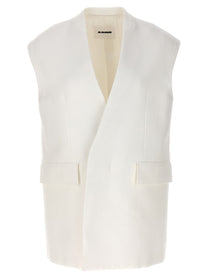 Jil Sander Oversize Tailored Vest White