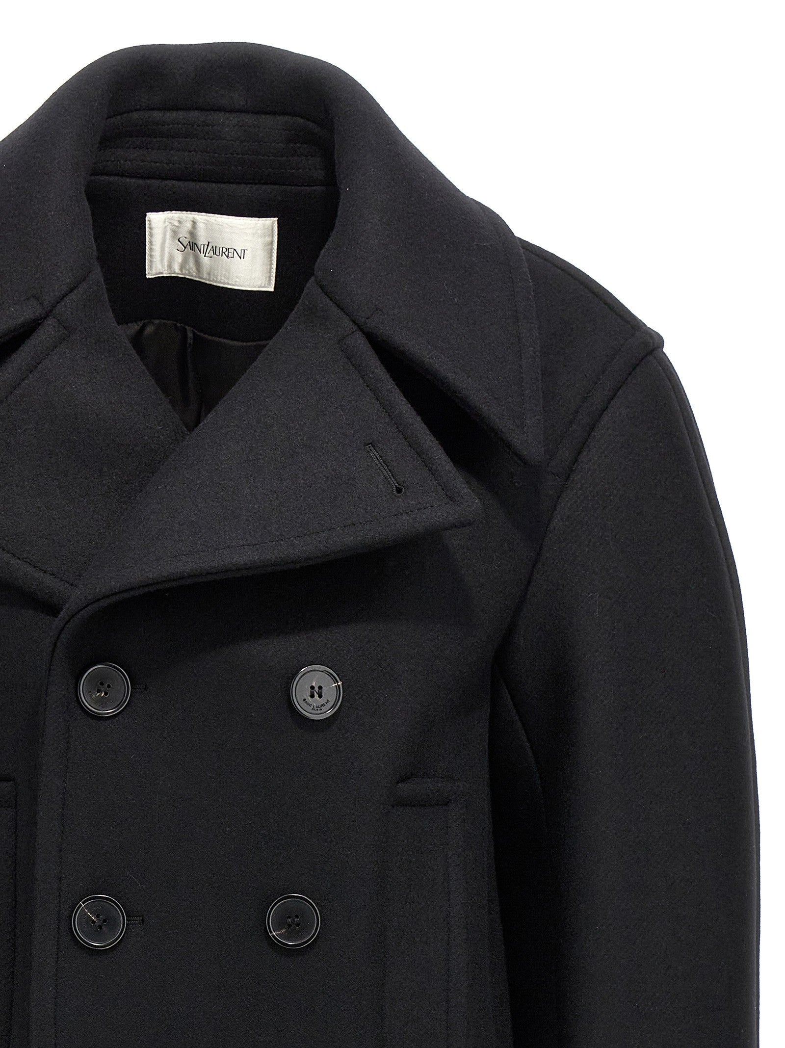 Saint Laurent Oversized Caban Coat Black
