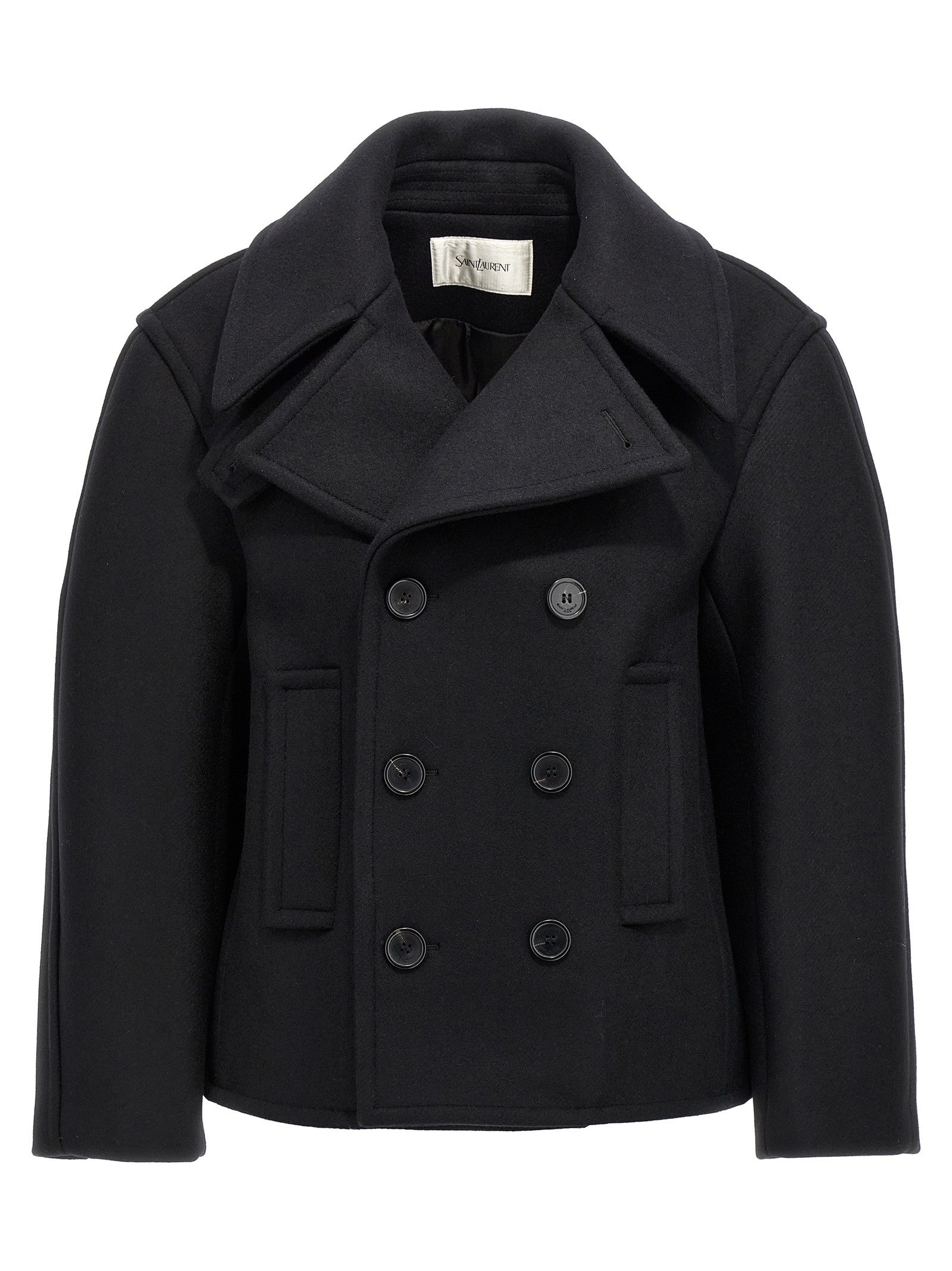 Saint Laurent Oversized Caban Coat Black