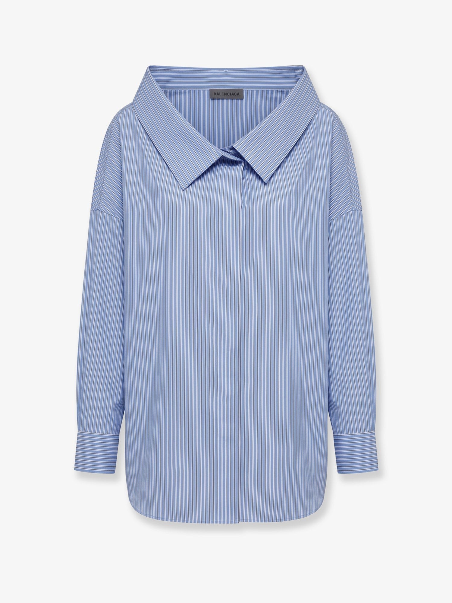 Balenciaga Women's Oversized Cotton Stole Shirt Blue