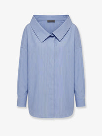 Balenciaga Women's Oversized Cotton Stole Shirt Blue