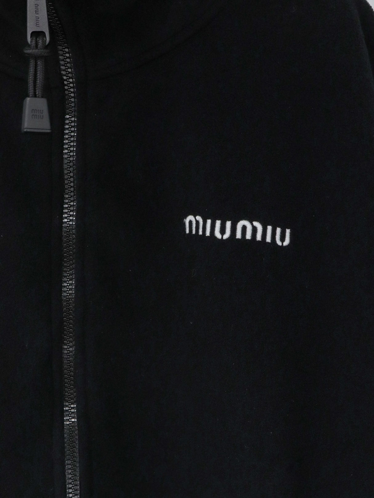 Miu Miu Women's Oversized Cotton Zip up Sweatshirt Black, view 3