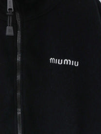 Miu Miu Women's Oversized Cotton Zip up Sweatshirt Black, view 3