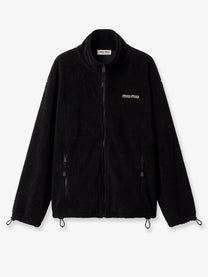 Miu Miu Women's Oversized Cotton Zip up Sweatshirt Black