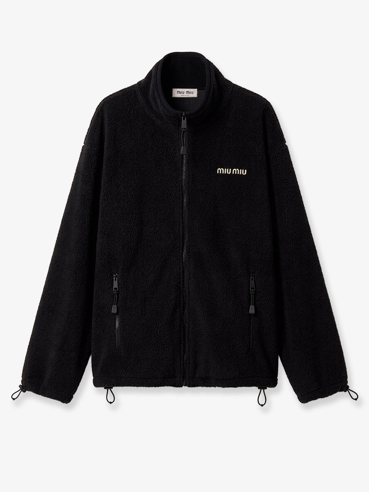 Miu Miu Women's Oversized Cotton Zip up Sweatshirt Black