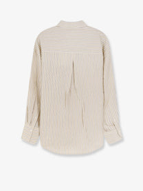 Toteme Women's Striped Silk Shirt Beige