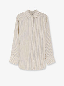 Toteme Women's Striped Silk Shirt Beige