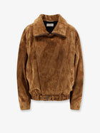 Saint Laurent Women's Oversized Vintage Split Leather Jacket Brown