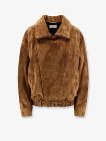 Saint Laurent Women's Oversized Vintage Split Leather Jacket Brown