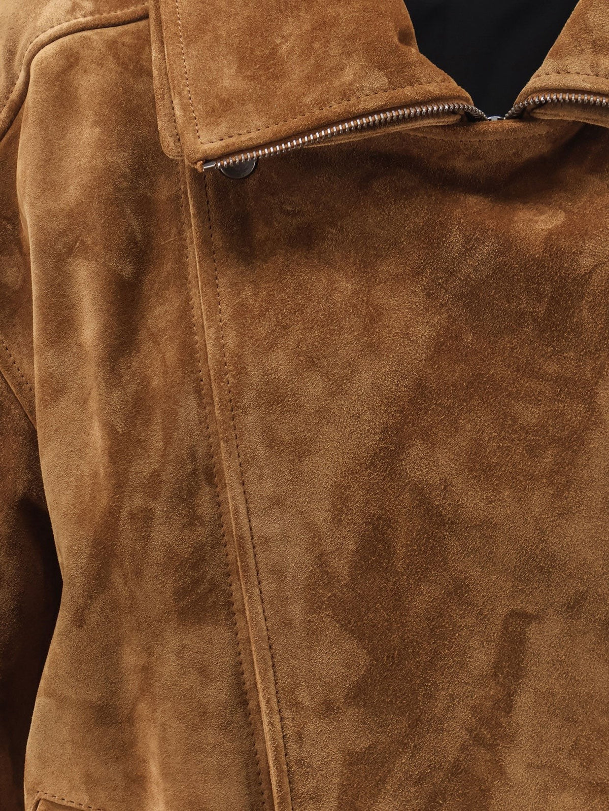 Saint Laurent Women's Oversized Vintage Split Leather Jacket Brown, view 3