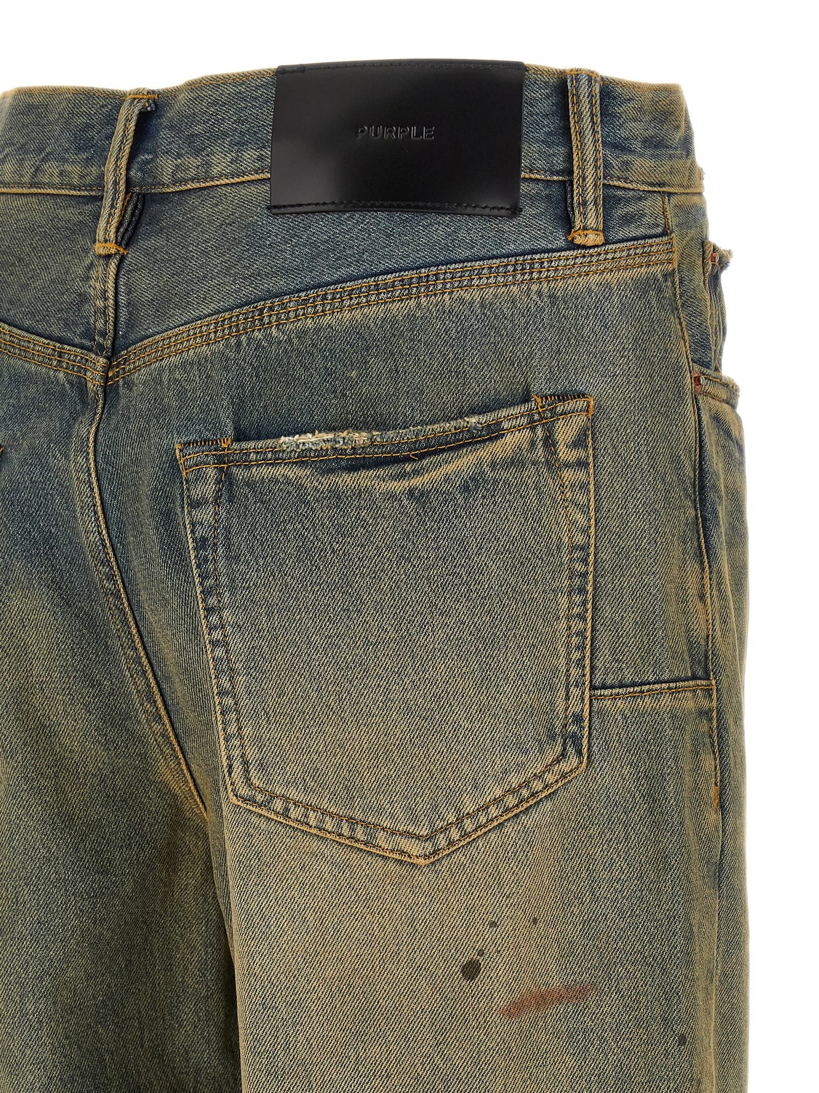 PURPLE BRAND Dirty Oil Repair Jeans Yellow