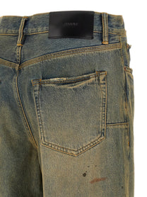 PURPLE BRAND Dirty Oil Repair Jeans Yellow
