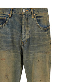 PURPLE BRAND Dirty Oil Repair Jeans Yellow