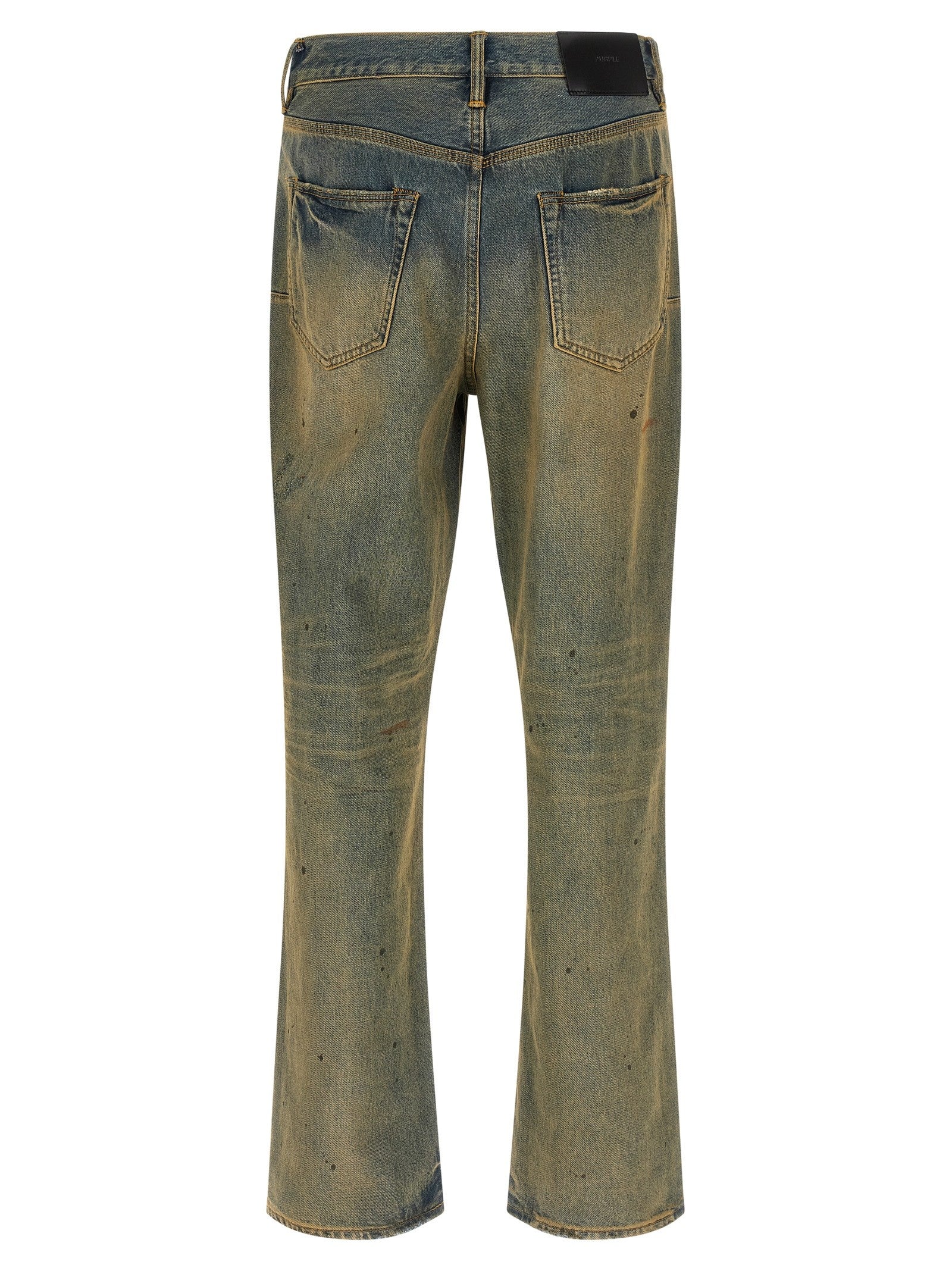 PURPLE BRAND Dirty Oil Repair Jeans Yellow
