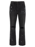 PURPLE BRAND Knee Slit Paint Jeans Black