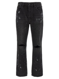 PURPLE BRAND Knee Slit Paint Jeans Black