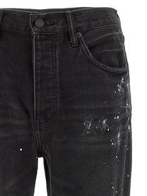 PURPLE BRAND Knee Slit Paint Jeans Black