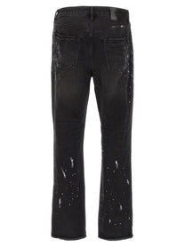 PURPLE BRAND Knee Slit Paint Jeans Black