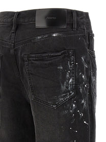 PURPLE BRAND Knee Slit Paint Jeans Black