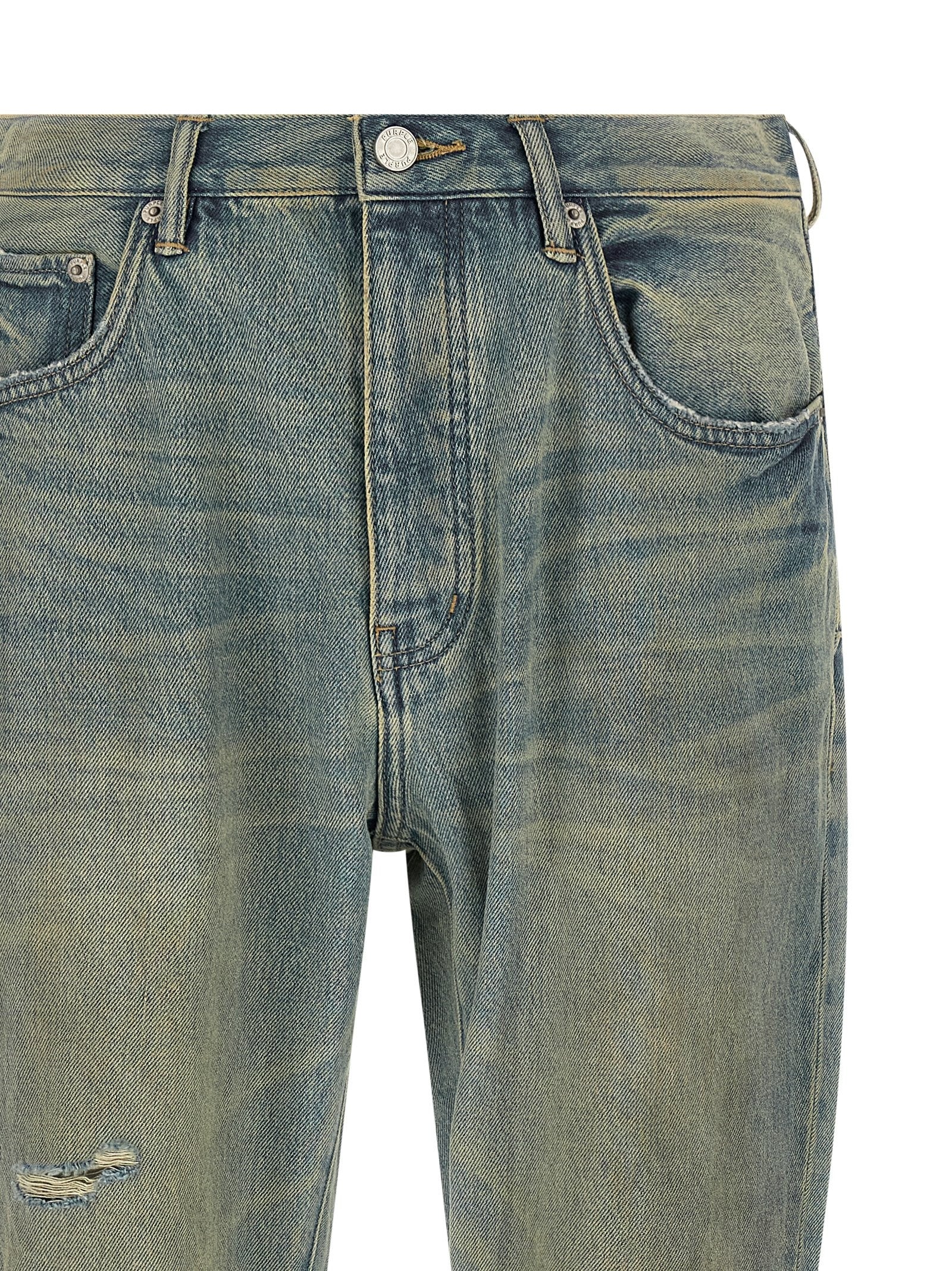 Purple Dirty Fade Rip Boot Jeans Blue