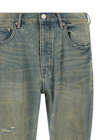 Purple Dirty Fade Rip Boot Jeans Blue