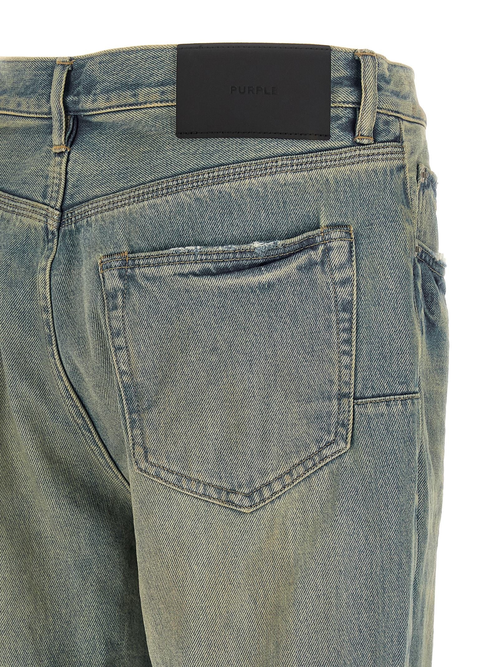 Purple Dirty Fade Rip Boot Jeans Blue