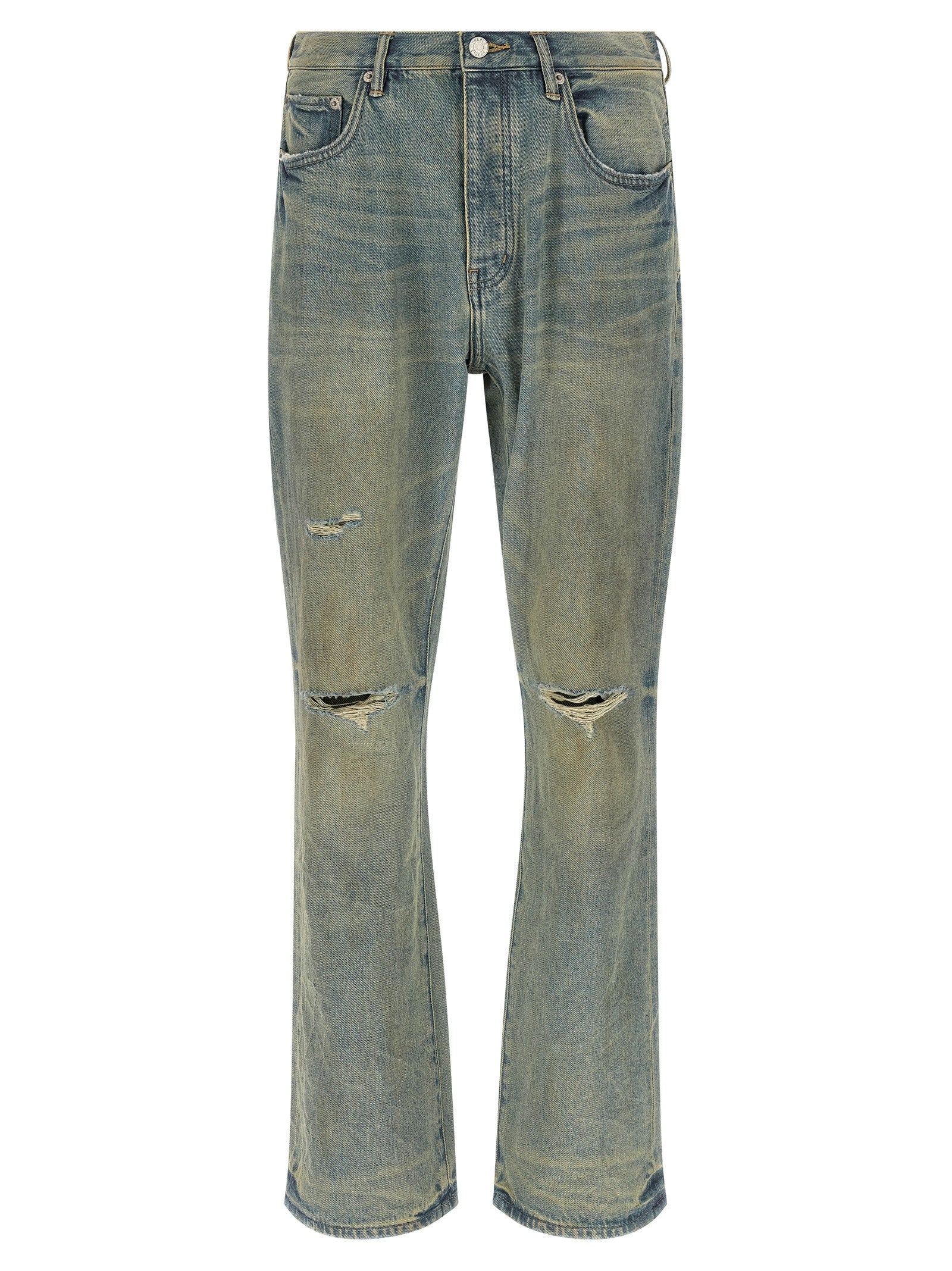 Purple Dirty Fade Rip Boot Jeans Blue
