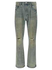 Purple Dirty Fade Rip Boot Jeans Blue