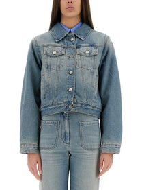 Victoria Beckham Women's Padded Denim Jacket Blue