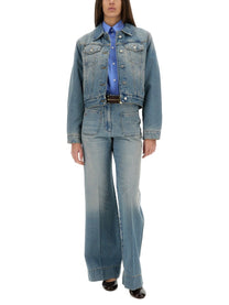 Victoria Beckham Women's Padded Denim Jacket Blue