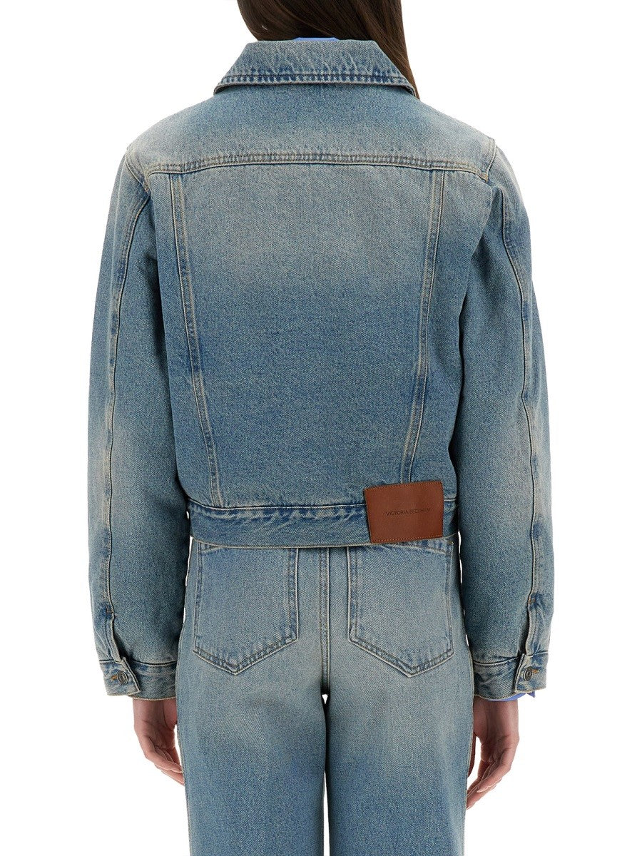Victoria Beckham Women's Padded Denim Jacket Blue
