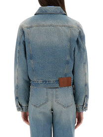 Victoria Beckham Women's Padded Denim Jacket Blue