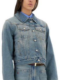 Victoria Beckham Women's Padded Denim Jacket Blue