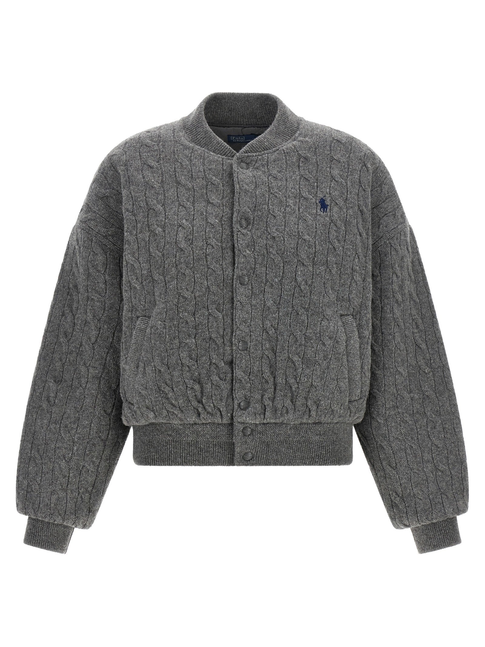 Polo Ralph Lauren Padded Knit Braided Bomber Jacket Grey