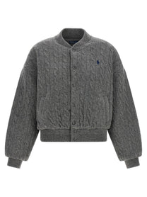 Polo Ralph Lauren Padded Knit Braided Bomber Jacket Grey